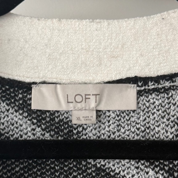 LOFT Houndstooth Cardigan - Black/White - Picture 2 of 3